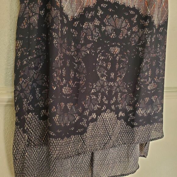 Daniel Rainn Top Hi-Low Sleeveless Blouse Womens Size Large Geometric Lace Print - Picture 5 of 15